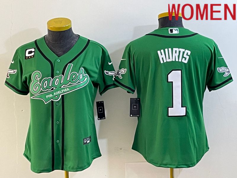 Women Philadelphia Eagles #1 Hurts Green Nike 2023 Co Branding Game NFL Jersey style 2->detroit lions->NFL Jersey